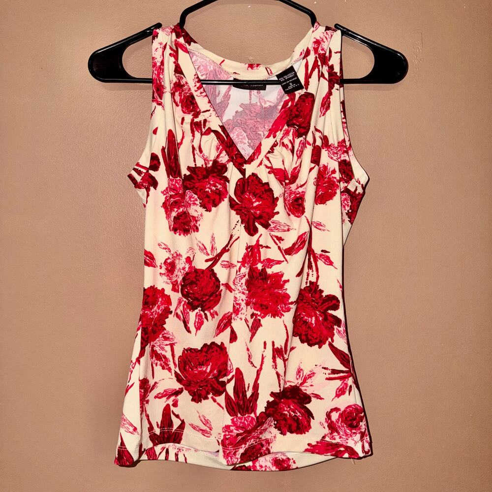 New York Company Women's Sleeveless Red Floral Blouse Top - Size Small